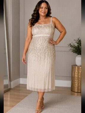 Occasion by Dex Cream and Silver Sequin Dress